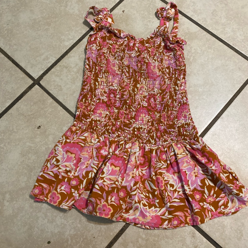 Wonder Nation Pink and Brown Floral Dress